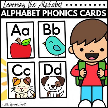 Preview of Alphabet Cards | Alphabet Phonics Cards with Picture Cues for PreK, Kinder