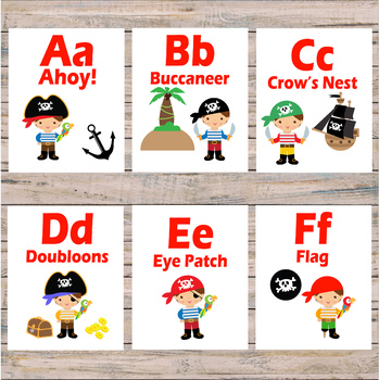 Pirate Alphabet Flash Cards - Pre-k and Kindergarten - Pirate Theme