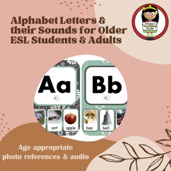 Preview of Alphabet Cards & Audio Sounds for Older ESL Students & Adults