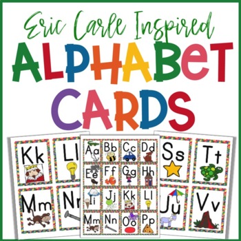Preview of Alphabet Cards | Eric Carle Inspired ABC Flashcards | Word Wall Letter Posters