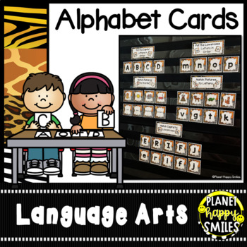 Preview of Alphabet Cards (Letter, Sound, Picture, Word Matching) - Jungle or Safari Theme