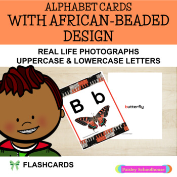 Preview of Nonfiction Alphabet Cards With African Design & Real Photos - Distance Learning