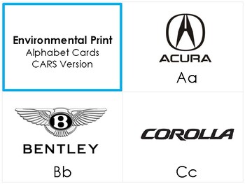 Preview of Alphabet Cards with Car Brands