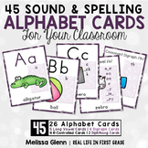 Alphabet Cards with Sounds Spellings (Purple)