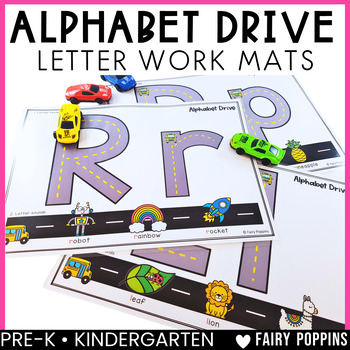 Preview of Letter Formation Practice - Tracing Letters With Cars, Alphabet Mats
