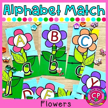 Alphabet Center - Upper and Lower Case Letter Match - Spring Flower Theme