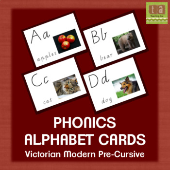 Preview of Alphabet Chart Picture Cards With Real Images - Victorian Modern Pre-Cursive