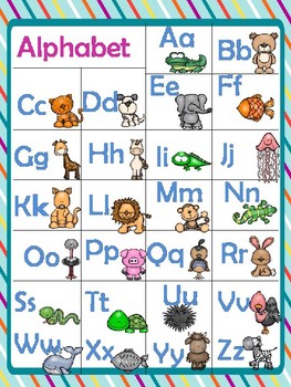 Alphabet Chart- animals by Page 394 Creations | TPT