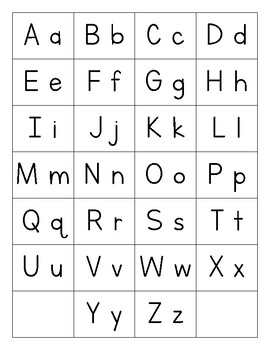 Alphabet Chart (black & white, upper & lowercase together) by Megan Archer