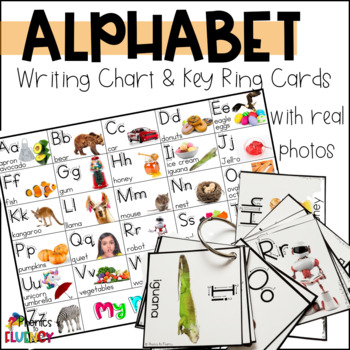 Preview of Alphabet Chart with Ring Cards Kindergarten Writing Center