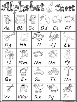 Alphabet Charts - Black and White, D'Nealian Print by Fun Classroom ...