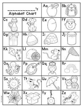Alphabet Charts /Color & BW by ESL Classroom | TPT