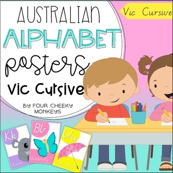 Preview of Alphabet Classroom Posters // Australian Victorian Modern Cursive Font