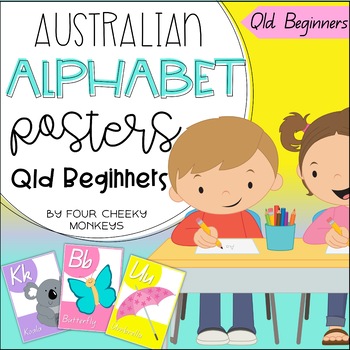 Preview of Alphabet Classroom Posters // Queensland Beginners Font