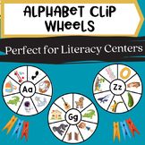 Alphabet Clip Activity Wheels-Literacy Centers