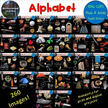 Preview of Alphabet Clip Art Beginning Sounds Real Clips Photo & Artistic Digital Stickers
