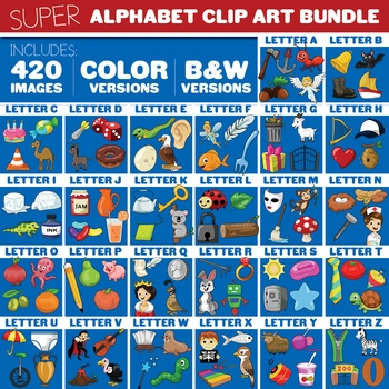 Preview of Alphabet Clip Art Bundle - Beginning Clipart Set - 210 Images