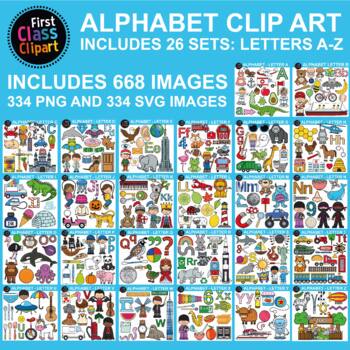 Preview of Alphabet Clip Art Bundle (includes black and white images)