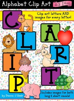 Preview of Alphabet Clip Art - Letters and Beginning Letter Sounds Images by DJ Inkers