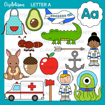 Alphabet Clip Art: Letter A Words by ClipArtisan | TpT
