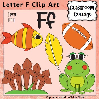 Preview of Alphabet Clip Art Letter F - Items start w F sound - Color pers/commercial use