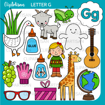 alphabet clip art letter g words by clipartisan tpt