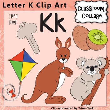Alphabet Clip Art Letter K - Items start with K Color pers/commercial use
