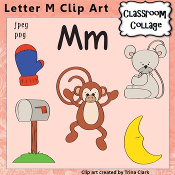 Preview of Alphabet Clip Art Letter M - Items start with M - Color - pers/commercial use