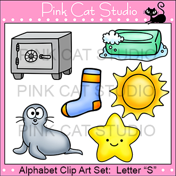 Preview of Alphabet Clip Art: Letter S - Phonics Clipart Set - Personal or Commercial Use