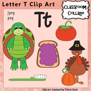 Preview of Alphabet Clip Art Letter T - Items start w T - Color - pers/comm use