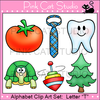 Preview of Alphabet Clip Art: Letter T - Phonics Clipart Set - Personal or Commercial Use