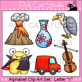 Preview of Alphabet Clip Art: Letter V - Phonics Clipart Set - Personal or Commercial Use