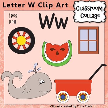 Preview of Alphabet Clip Art Letter W - Items start with W - Color personal/commercial use