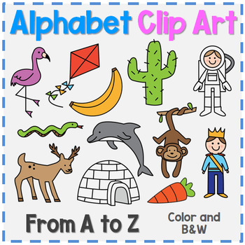 Alphabet Clip Art - Letters A to Z BUNDLE - Phonics Beginning Sounds