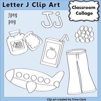 Alphabet Clip Art Letter J Line Drawings Items Start With J B W Pers Comm