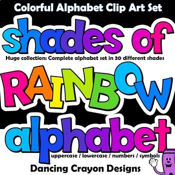 Preview of Alphabet Clip Art Letter Set | Rainbow Shades Lettering