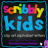 Alphabet Clip Art Letter Set | Scribble Style Letters and Numbers
