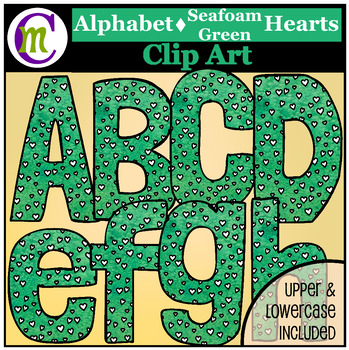 Alphabet Clip Art Seafoam Hearts by CrunchyMom | TPT