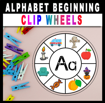 Preview of Alphabet Clip Card Wheels for Beginning Sounds - Beginning Sounds Activity