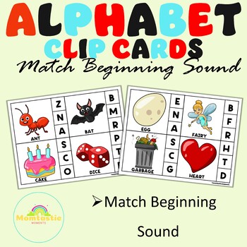 Preview of Alphabet Clip Cards: Match the Letter with the Picture - Interactive Learning Fu