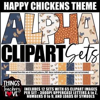 Preview of Alphabet Clipart (12 Sets/780 Images) -Letters, Numbers, Symbols- HAPPY CHICKENS