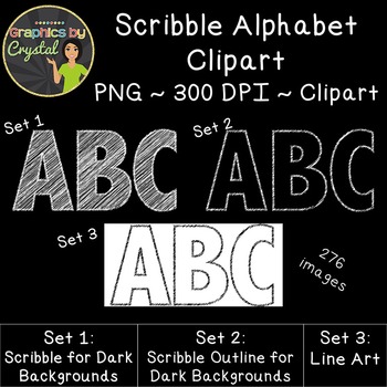 Alphabet Clipart - Scribble Line Art Bundle by Graphics by Crystal