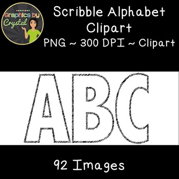 Alphabet Scribble Line Art Clipart by Graphics by Crystal | TpT