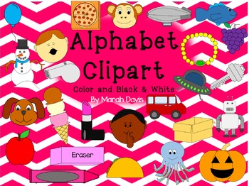 Preview of Alphabet Clipart - Color and B&W