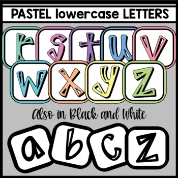 Alphabet Clipart Doodle Letters Lowercase Pastel Color Square Frame