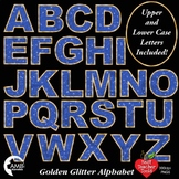 Alphabet Clipart, Glittering Blue and Gold Bokeh Letters C
