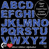 Alphabet Clipart, Glittering Blue and Silver Bokeh Letters