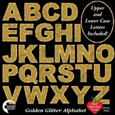 Alphabet Clipart, Glittering Gold Bokeh Letters Clipart, AMB-2226