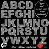 Alphabet Clipart,Glittering Silver Bokeh Letters Clipart, 