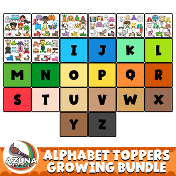 Preview of Alphabet Clipart Growing Bundle Toppers